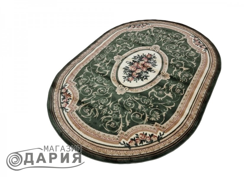 Тъкан персийски килим Blue stones 5261_GREEN елипса